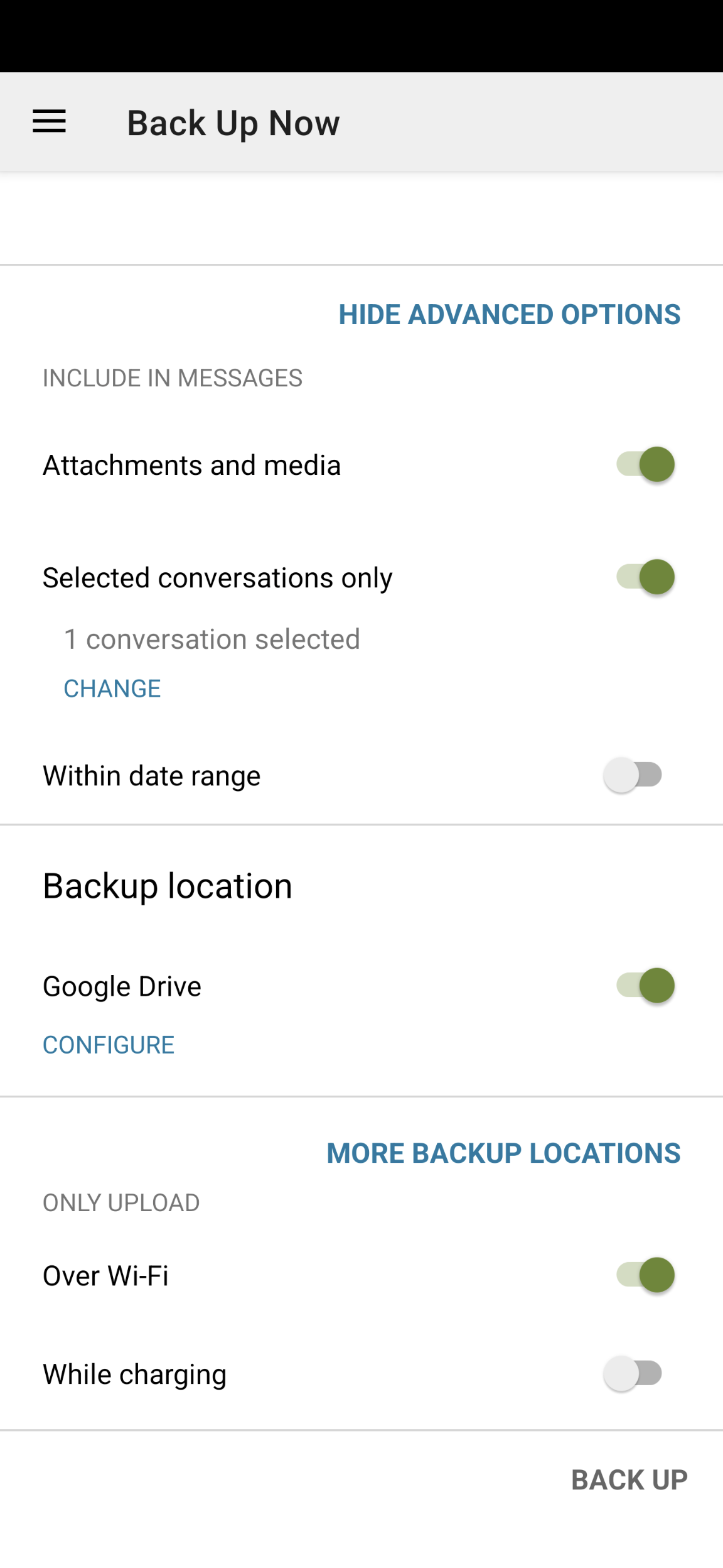 SMS Backup and Restore Options
